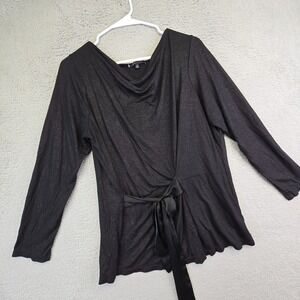 Anne Klein Top Womens Plus 1X Tie‎ Front Cowl Neck Formal Business Preppy